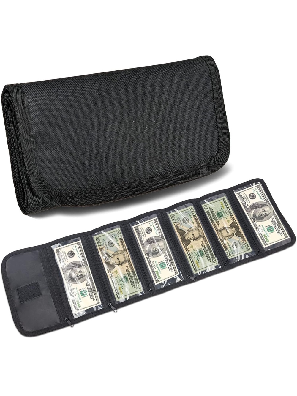 VOCHIC Money Organizer, Money Wallet For Cash With 6 Pocket Money Bags 2122/bb9-